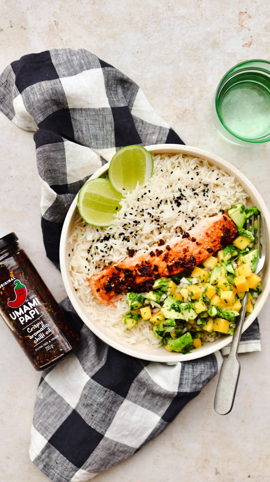 Grilled Chilli Crisp Salmon with Avocado and Mango Salsa