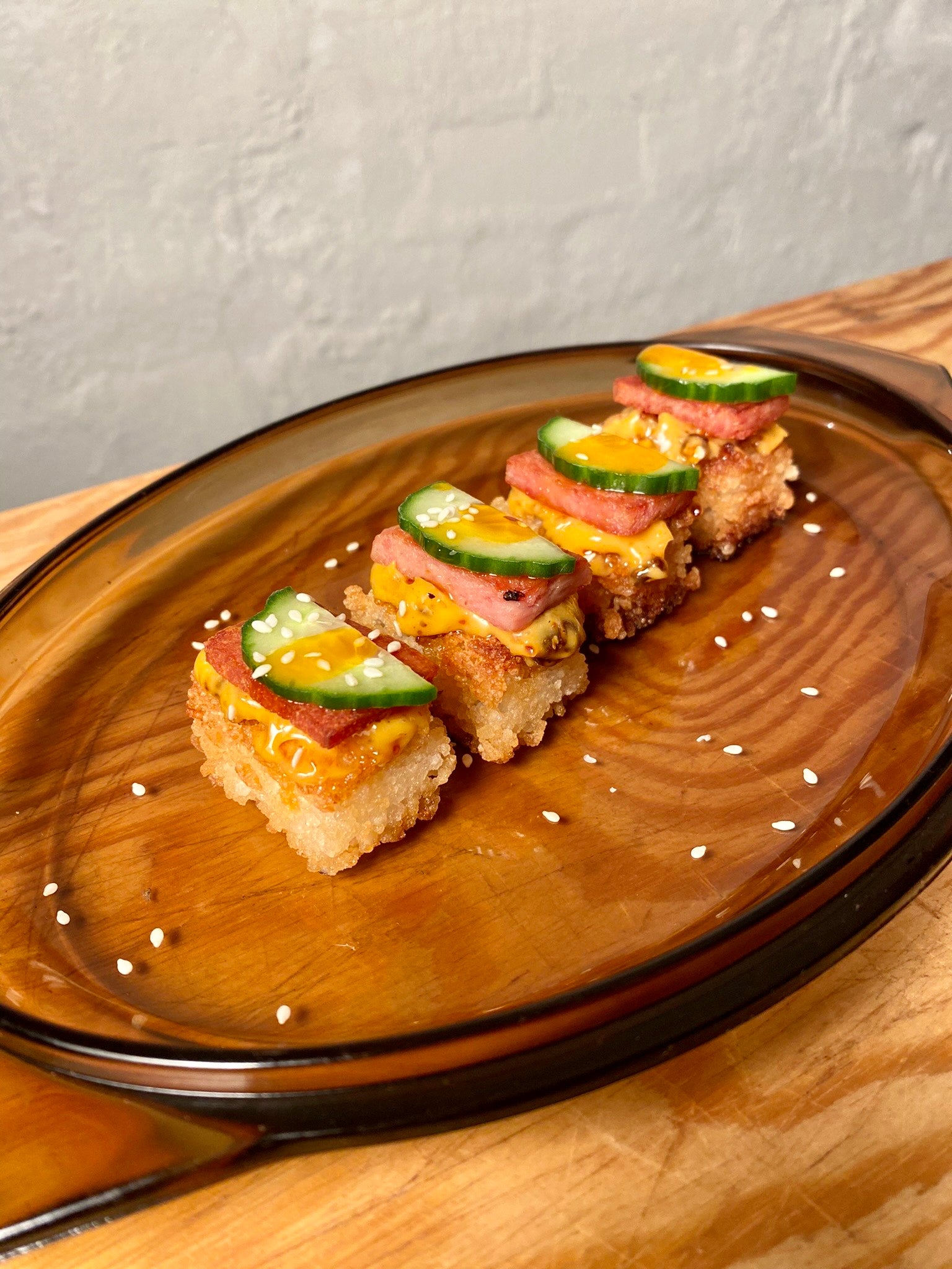 Crispy Rice Squares with Spam and Umami Mayo