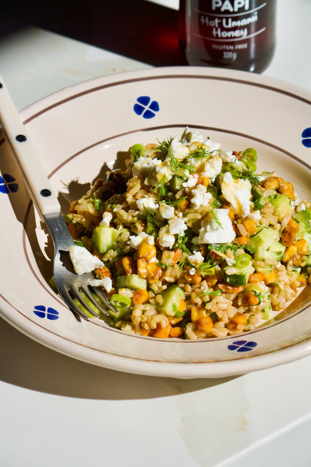 Charred Corn Salad with Feta, Avocado & Hot Honey Dressing