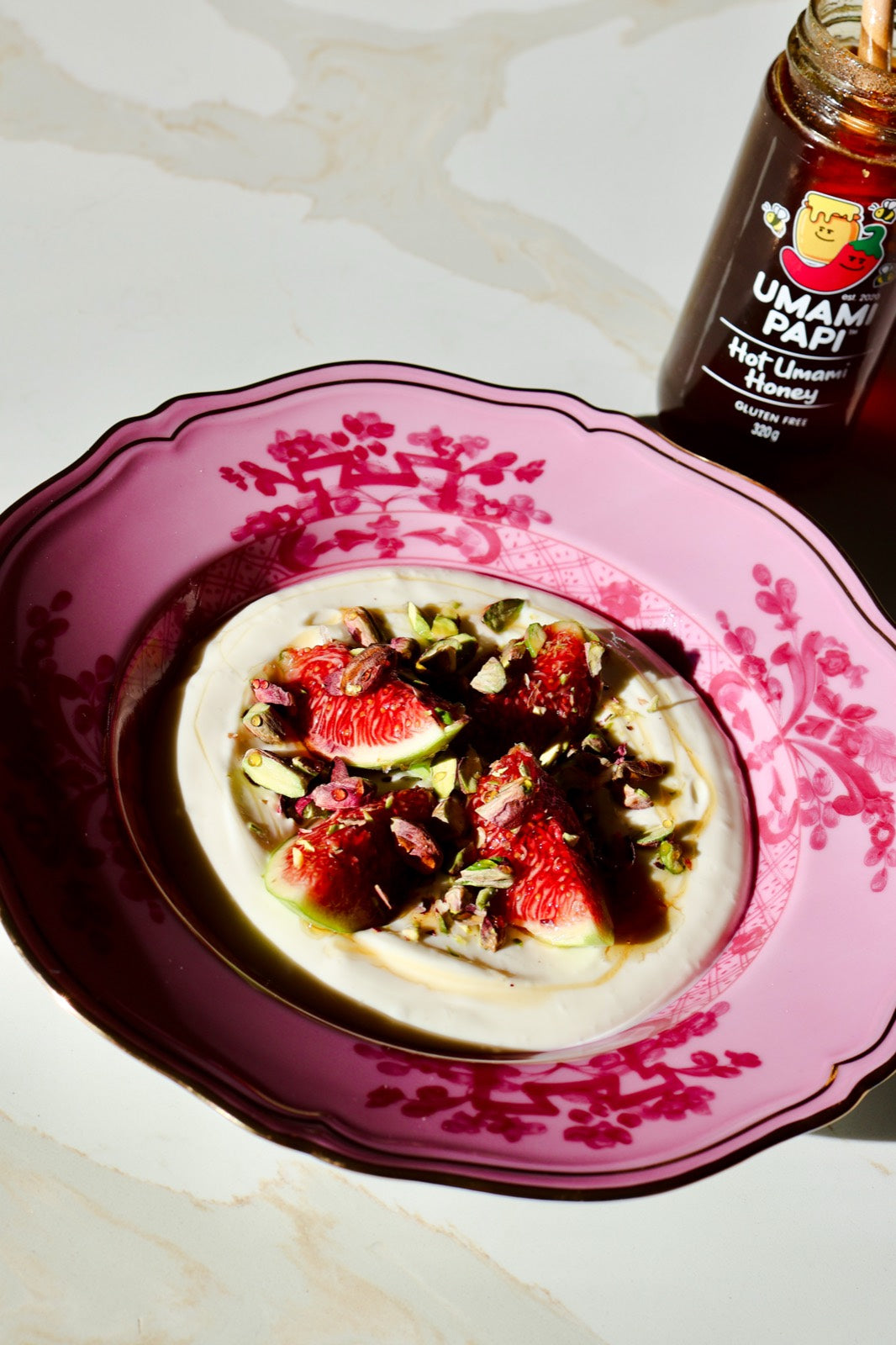 Hot Honey Whipped Ricotta Dip with Fresh Figs & Pistachio