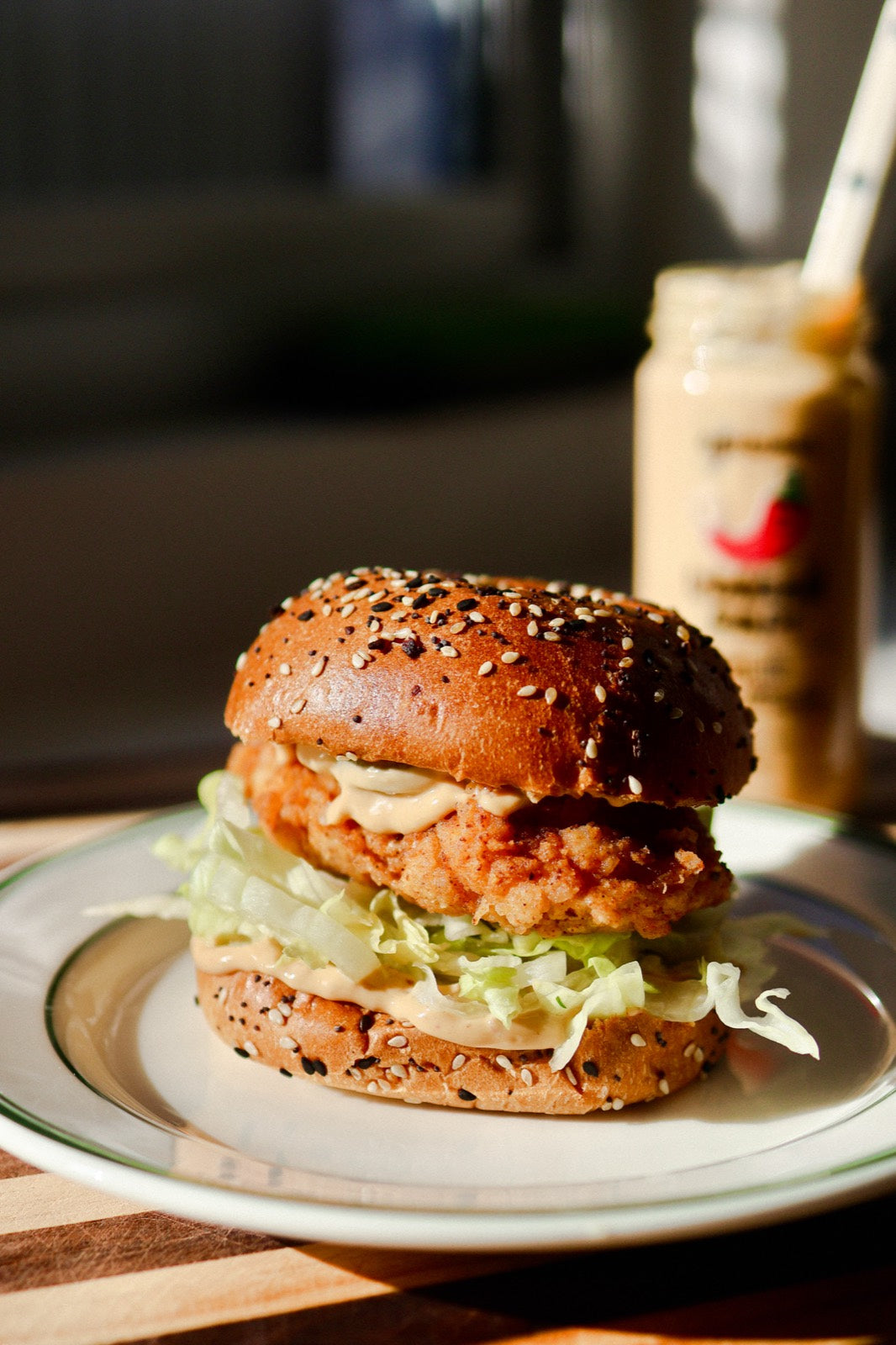 Crispy Fried Chicken Burgers with Chilli Egg Mayo