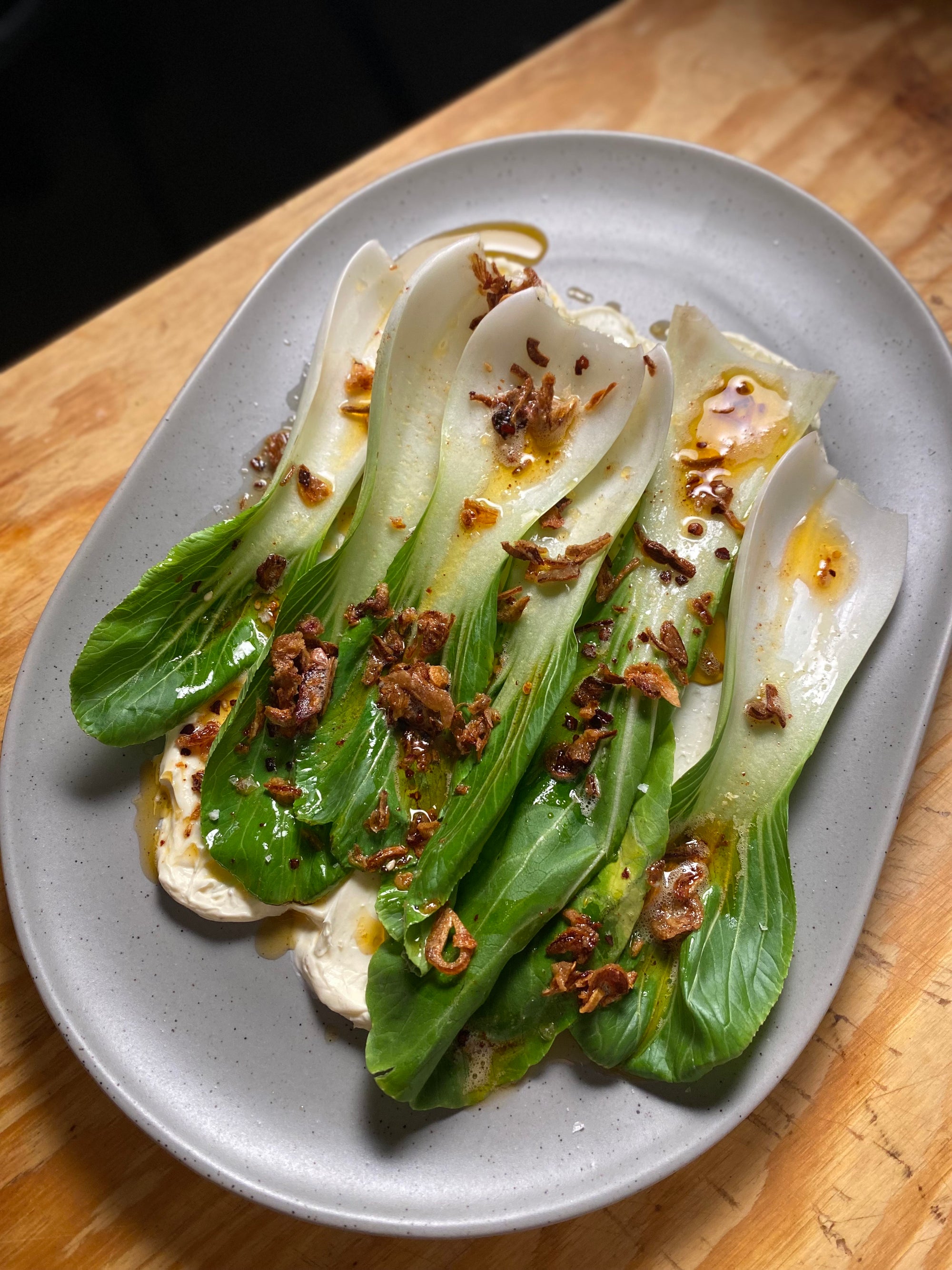 Bok Choy with Umami Butter and Lime Yoghurt