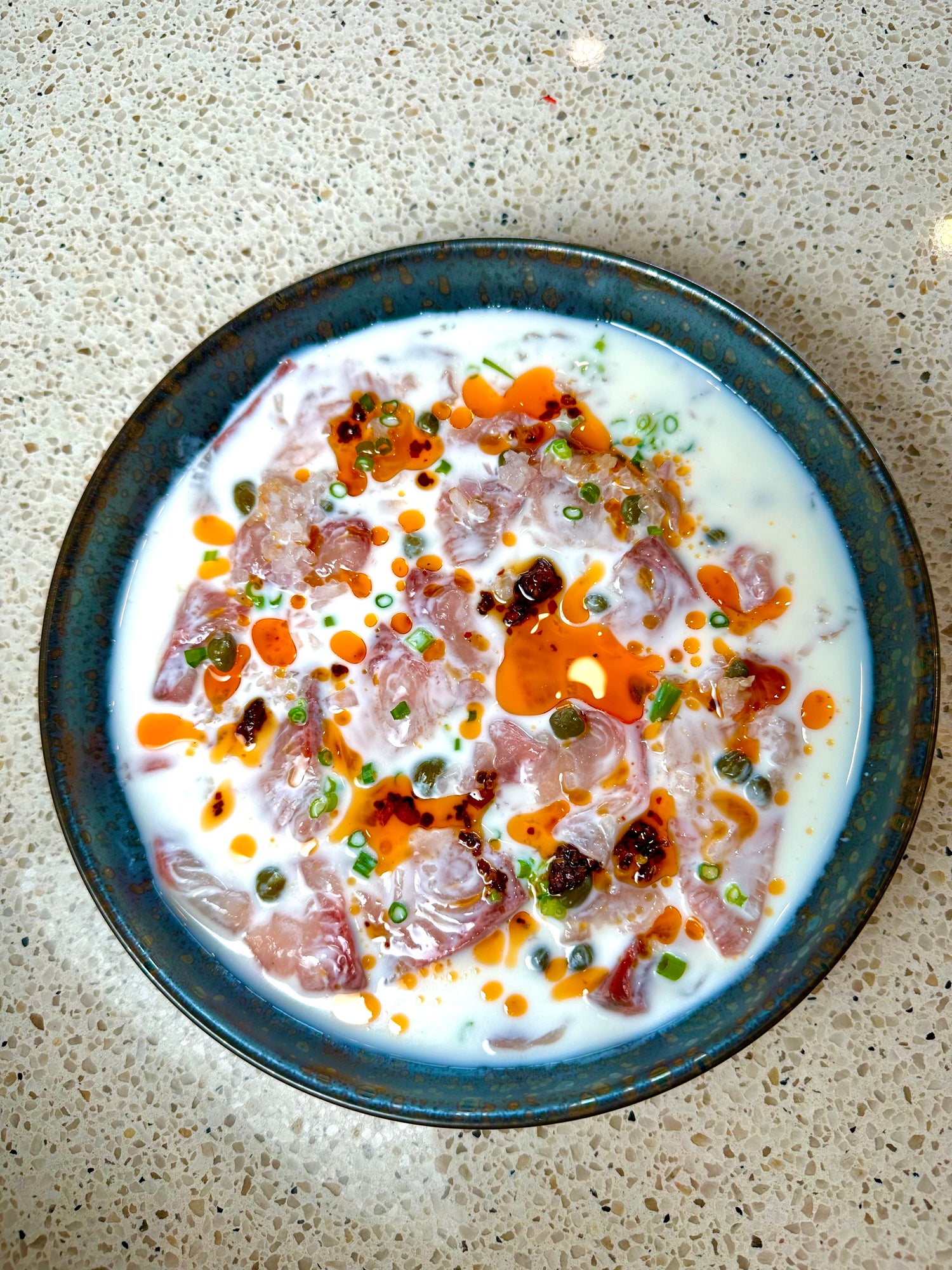 Kingfish Umami Crudo with Capers and Buttermilk