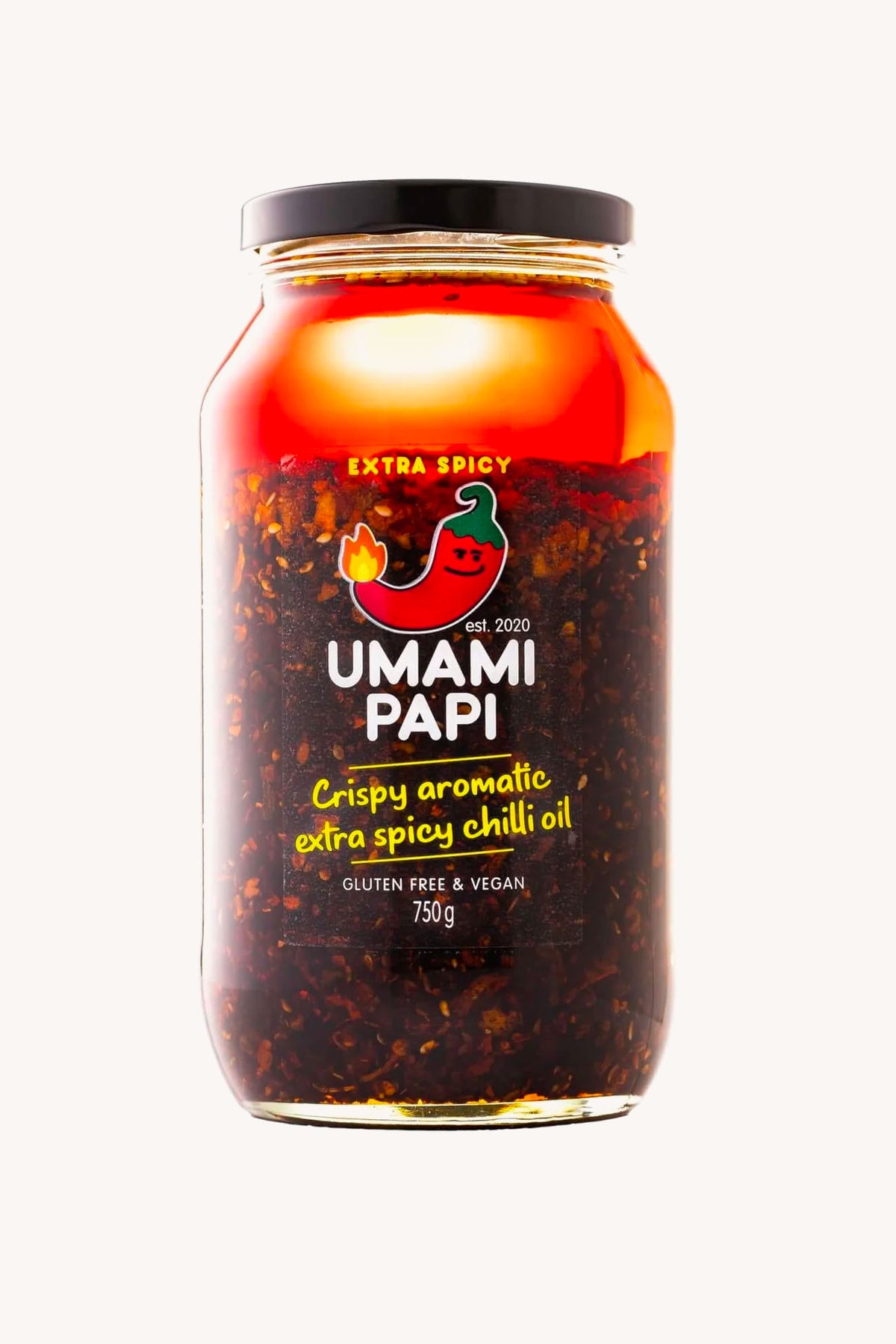 Jumbo 750 gram jar of australian made extra spicy crispy chilli oil